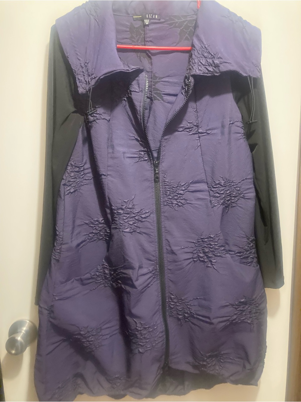 Kozan Purple Textured Zip-Front Women's Coat